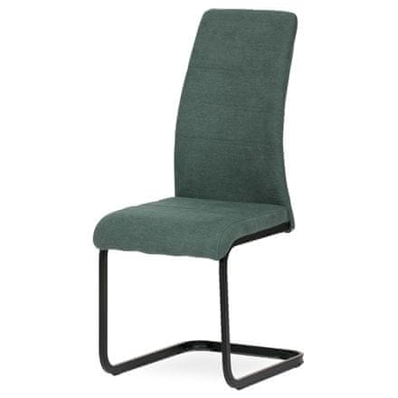 Autronic Moderní jídelní židle Židle jídelní, zelenomodrá látka, kovová pohupová podnož, černý kov (DCL-414 GRN2)